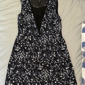 Metaphor Black, Blue and White Mini Dress